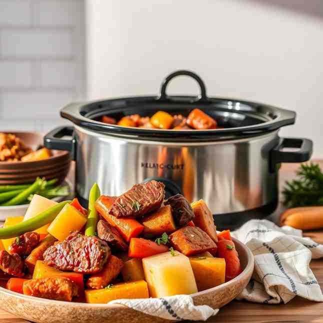 Slow Cooker Beef Stew with Veggies - Easy Crock Pot Recipe